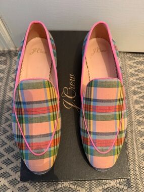 J. Crew Pink Plaid Mountain Loafers
